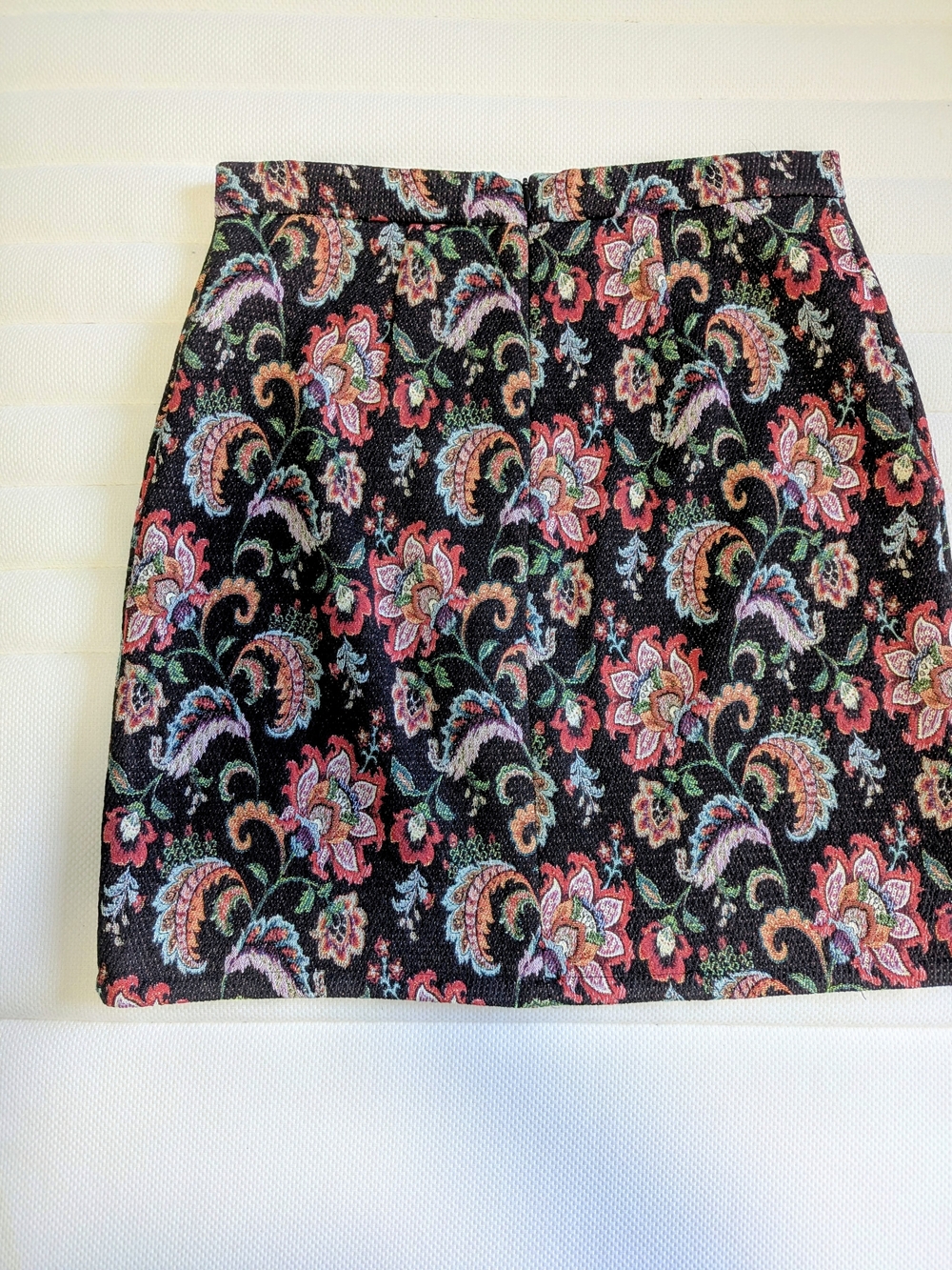 Papaya Black Floral Paisley Embroidered Mini Skirt